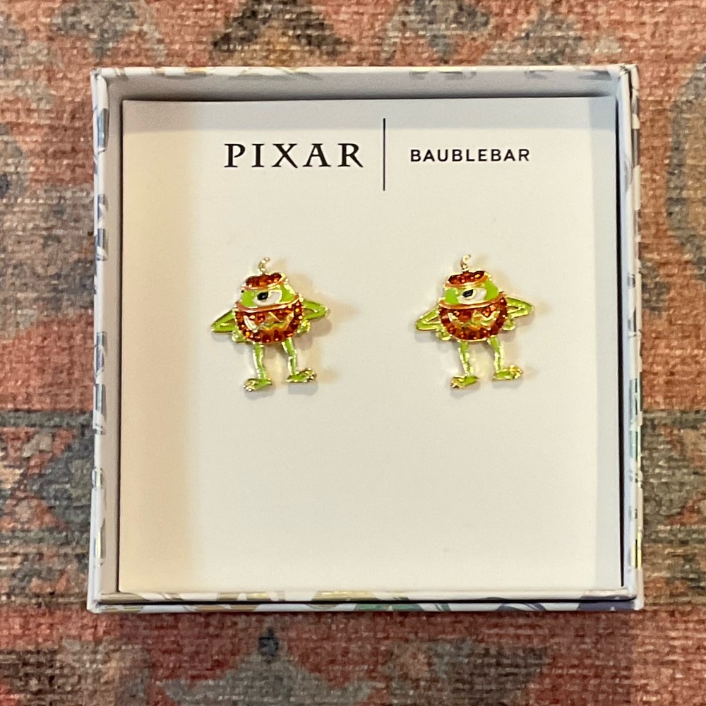 PIXAR X Baublebar Halloween Mike Wazowski Pumpkin Jack-O-Lantern Stud Earrings